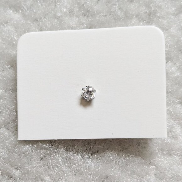 3mm Single Cubic Zirconia / Titanium Stud Earring - Minimalist, Glam, Unisex - Picture 2 of 6